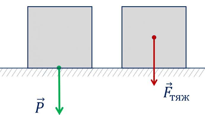 Сила тяжести приложена к