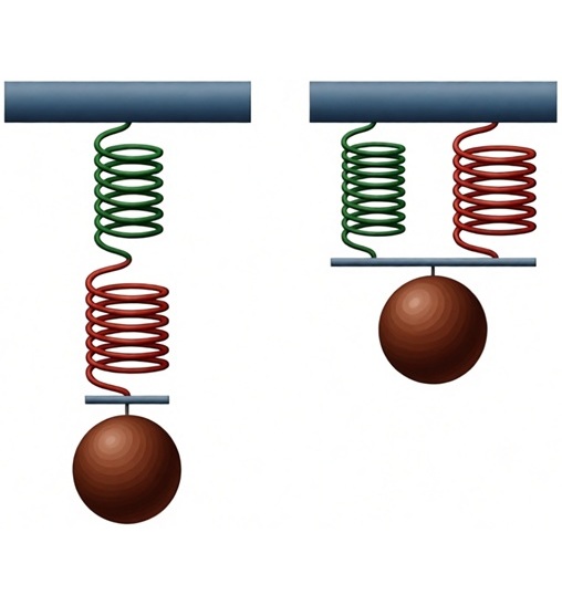 Изучение последовательного и параллельного соединения пружин